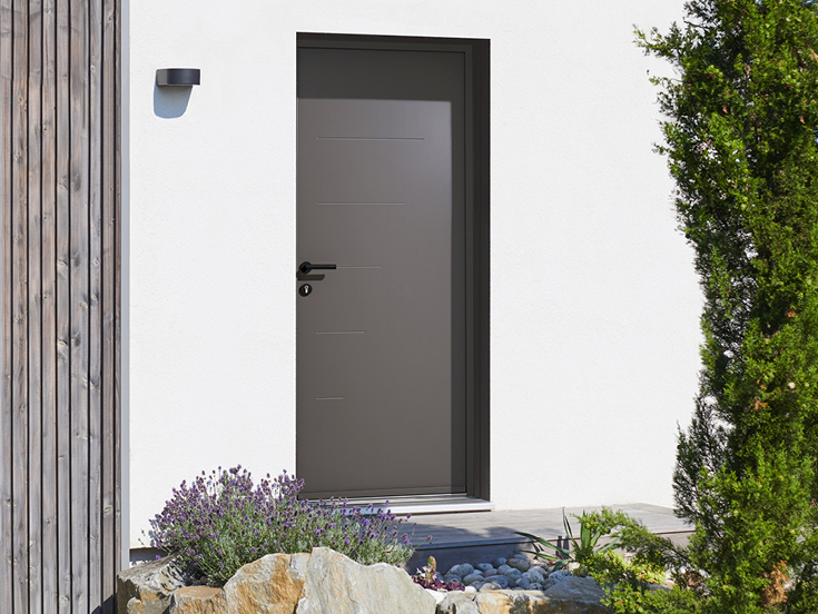 Porte d'entrée K-LINE, porte pleine aluminium et acier