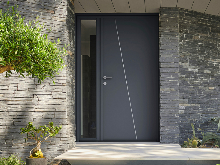 Portes d'entrée aluminium K-LINE, Surface, porte pleine, épigramme