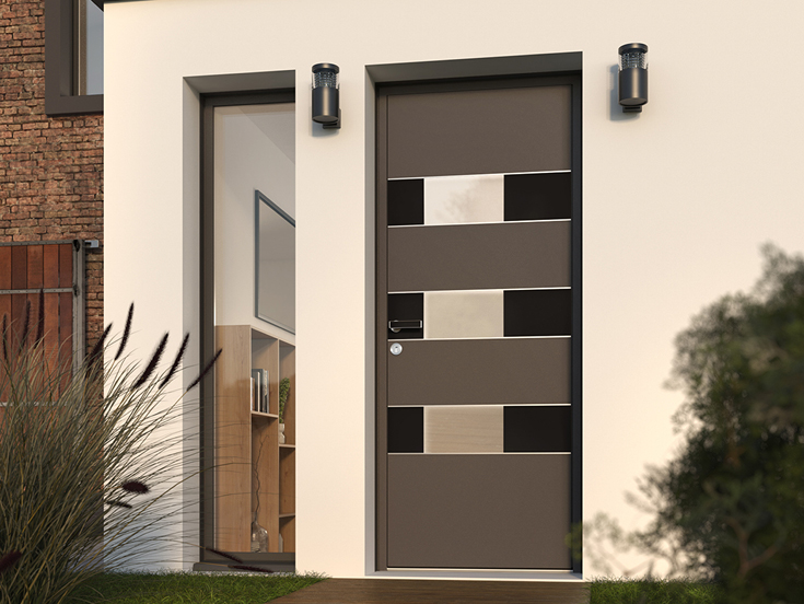 Portes d'entrée aluminium K-LINE, Surface, porte semi vitrée, hipparcos